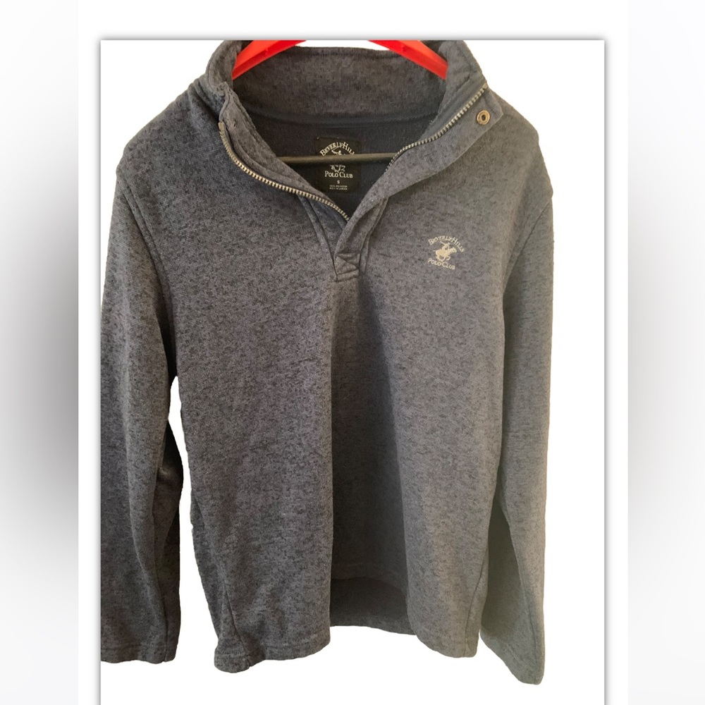Beverly Hills Polo Club 1/4 Zip Pullover Black Long Sleeve Sweater Men Small